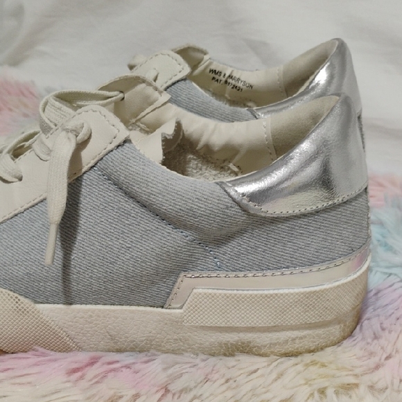 Dolce Vita White Silver & Denim Harryson Sneakers Sleek Low-Top Design #50 - Picture 2 of 11